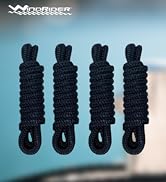 WindRider Boat Fender Lines 4 Pack of 3/8in 6ft Black Line, Whipped Ends, 5in Loops - Rope for Do...
