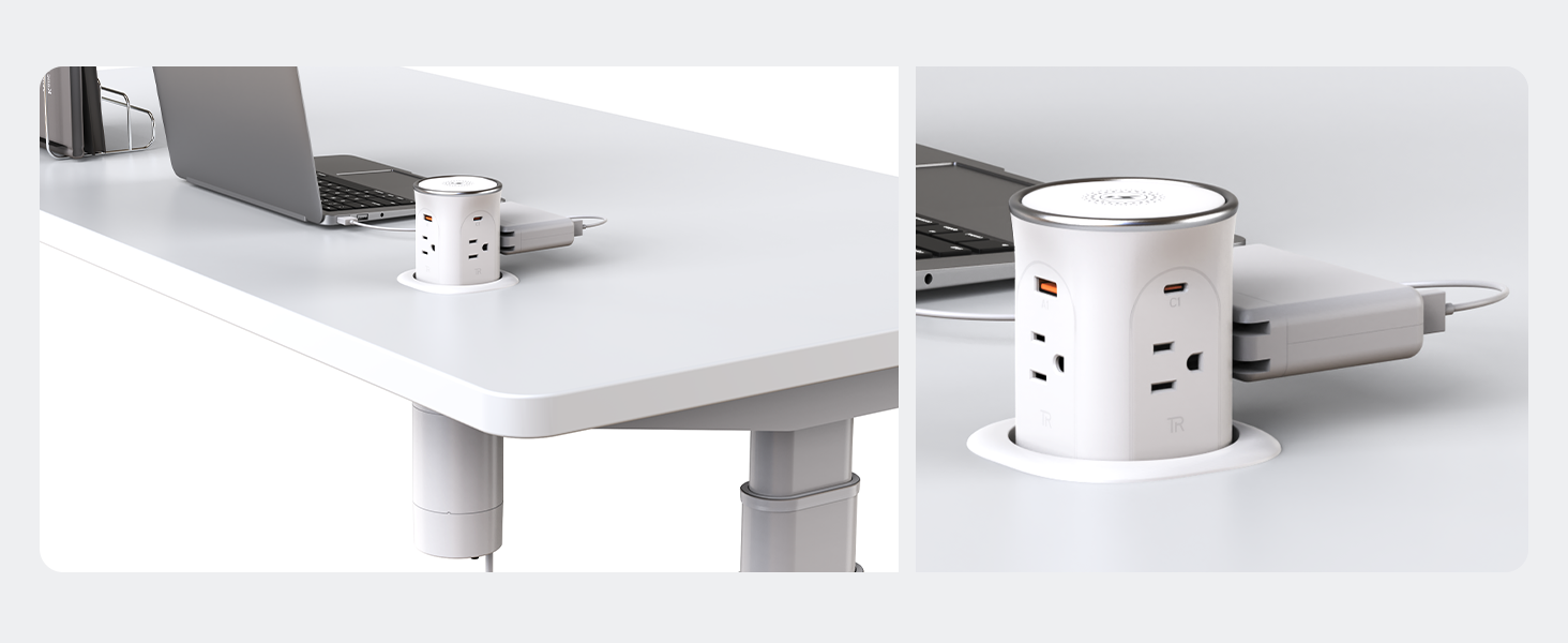 Pop Up Countertop Outlet with 15W Wireless Charger