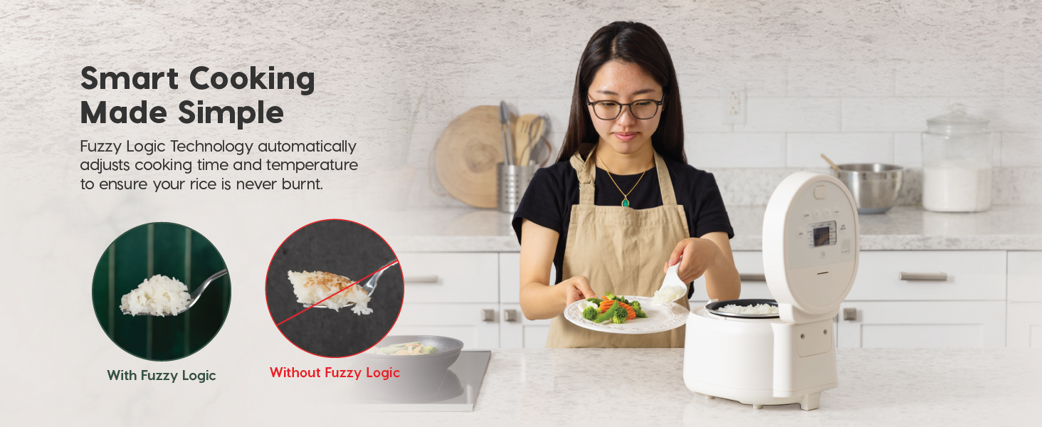 IRIS USA Micom Japanese Rice Cooker, 3-Cup Uncooked/6-Cup Cooked, Fuzzy Logic Kitchen Appliance