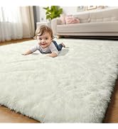 Amdrebio Ivory White Rugs for Bedroom Living Room, Soft Indoor Modern Area Rug 4x6 for Kids Room,...