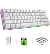MageGee TS92 Wireless 60% Gaming Keyboard, Compact 61 Keys Rechargeable RGB Backlit Office Keyboa...
