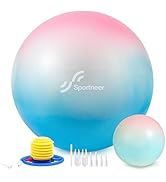 Sportneer Extra Thick Exercise Ball - 21.65''/25.6''Yoga Ball with 9'' Pilates Ball and Quick Pum...