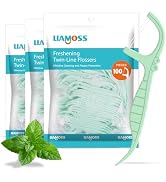 Mint Twin-Line Dental Floss Picks 300 Count Profession High Toughness Dual-Line Floss Sticks Oral...