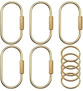 5 Pack-Gold Brass Key Rings, Purse Bag Charms for Handbags, Screw Lock Key Organizer, Carabiner K...