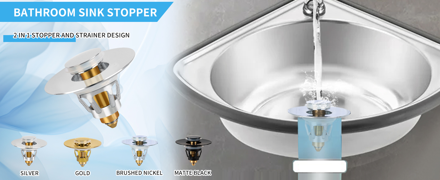 bathroom sink stopper drain universal pop up replacement push strainer plug mermaid magic mer-maid