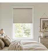 Blackout Roller Shades for Bedroom Window Cordless Free-Stop Blinds with Valance UV Protection 10...