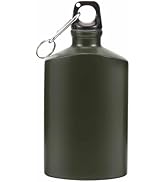 balacoo Military Canteen, Portable Aluminum Flat Water Bottle, Army Water Bottle with Hook for Hi...