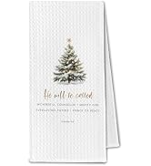ChissNook Christian Christmas Tree Kitchen Towels, Isaiah 9:6 Bible Verse Dish Towels Drying Clot...
