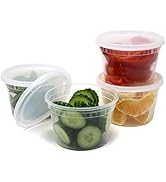 Plastic Food Storage Containers with Airtight Lids 16 oz. - BPA Free, Restaurant Deli Cups, Foods...