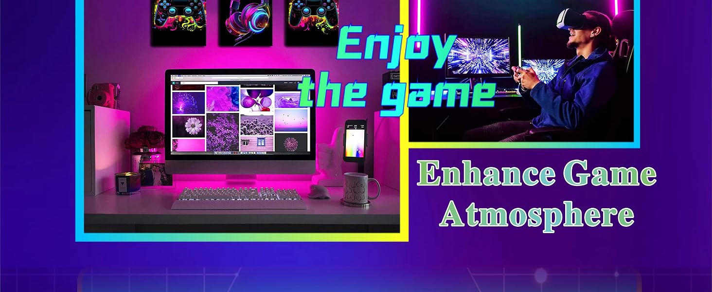 Neon Gaming Video Game Room Wall Art