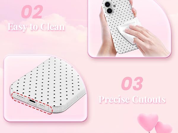 QLTYPRI Cute Polka Dot Shockproof Phone Case