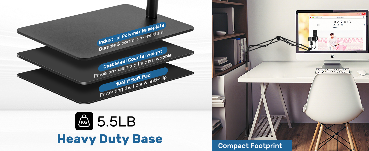 5.5lb Heavy-Duty Base-Durable and saving space