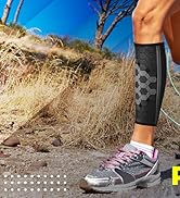 Calf Compression Sleeves by SPARTHOS (Pair) – Leg Compression Socks for Men and Women – Shin Spli...