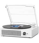 Vinyl Record Player with 2 Stereo Speakers Belt-Driven Vintage Turntables 3 Speed 3 Size Wireless...