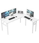 Need L Shaped Desk, Folding Computer Desk, 55 inches x 55 inches L Desk for Home Office, One-Step...