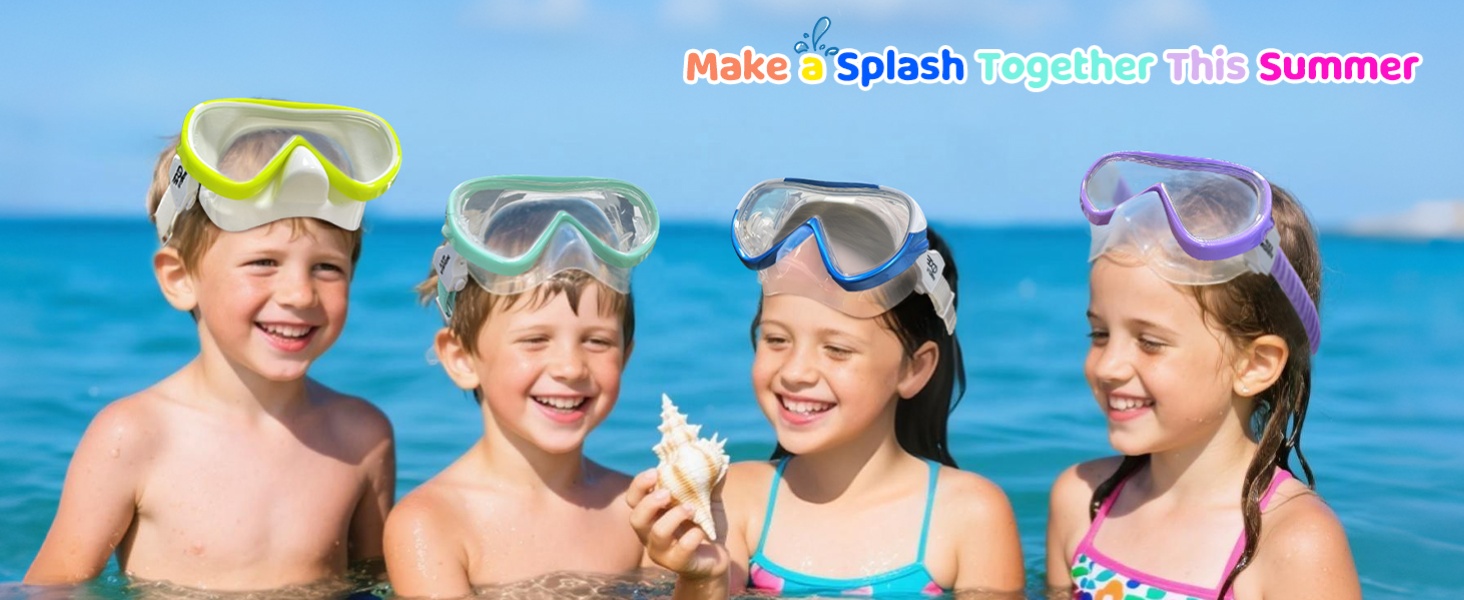 Kids Goggles with Nose Cover Kids Swim Goggles180° Clear View Snorkel Diving Mask for 5-15 Anti-Fog