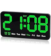 Triangle Plum Large Digital Wall Clock,9.5 Inch,Led Alarm Clock with Big Digits,DST,Dual Alarm,3-...