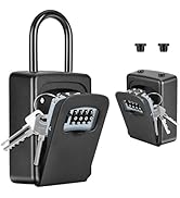 Portable Key Lock Box, Upgrade Clearly Visible Numbers, Lock Box Wall Mounted for House Key, 5 Ke...