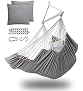 Miztli Hammock Chair Hanging Chair Swing for Bedroom with Foot Rest, Max 500 Lbs, Steel Spreader ...