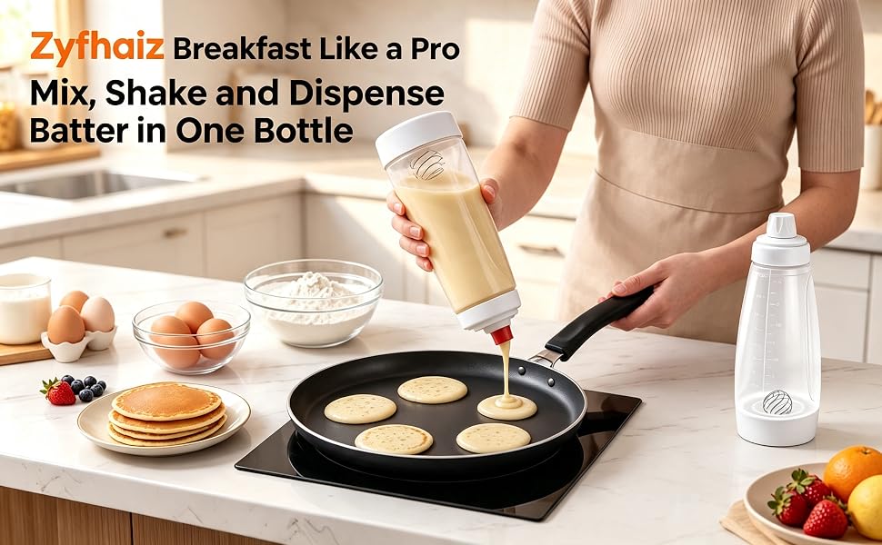 Zyfhaiz 2-Pack Pancake Batter Dispenser Set with 7 Accessories