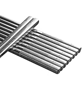 IQCWOOD Metal Chopsticks, Chopsticks Reusable Dishwasher Safe, 5 Pairs Classic Style Chop Sticks ...