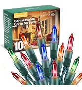 Minetom LED Multicolor Christmas String Lights, 100 Count 33 Feet LED Christmas Lights Bulb, Chri...