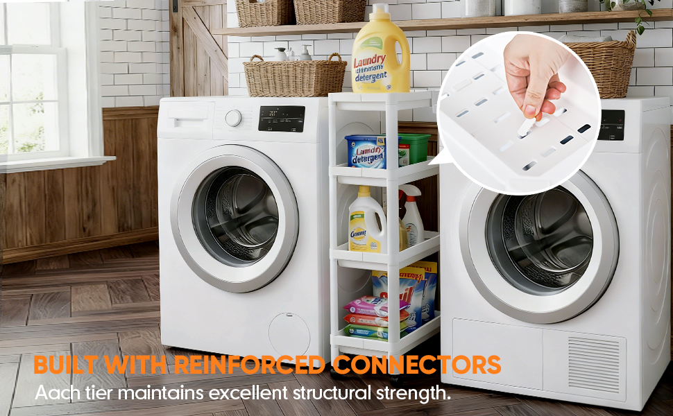 Moryimi Laundry Room Cart Between Washer and Dryer Storage, Expandable Slim Laundry Cart