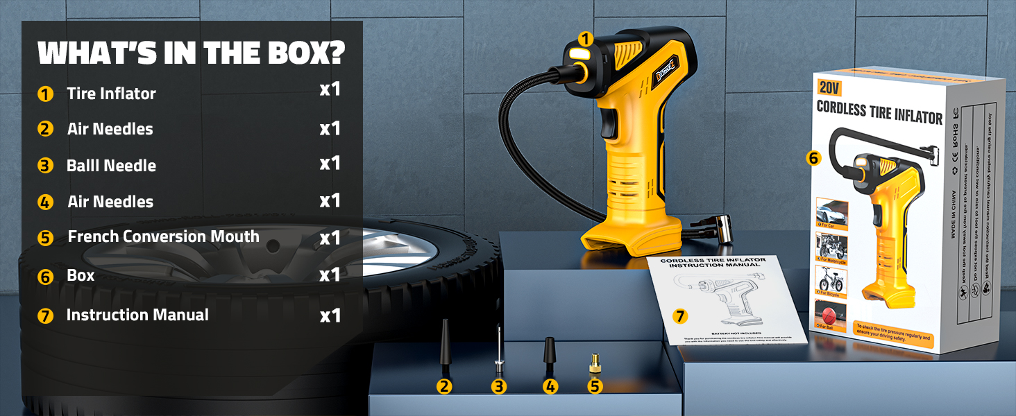 150PSI Cordless Tire Inflator for Dewalt 20V Battery
