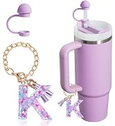 HaimiLiya Initial Letter Cup Chain Straw Cover Cap for Stanley Cup Accessories, 10mm Straw Lid Ca...