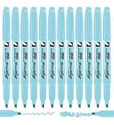 Cgerma Blue Highlighters 12 Pack, Mild Pastel Color, Chisel Tip Bible Highlighters No Bleed, Quic...