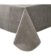 Pioggia Vinyl Tablecloth with Flannel Backing Oblong Waterproof Oil-Proof Plastic Table Cloth Wip...