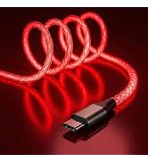 USB C to USB C Cable, 60W LED Light up Type C Fast Charging Cable for iPhone 15/15Pro/ 15Plus/15P...