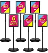 VAIIGO 6Packs 8.5x11 Inch Adjustable Pedestal Poster Sign Stand, Heavy Duty Floor Standing Sign H...