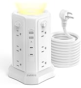 Long Surge Protector Power Strip 16 FT Cord, PD20W USB C Power Strip Tower with Night Light, Exte...