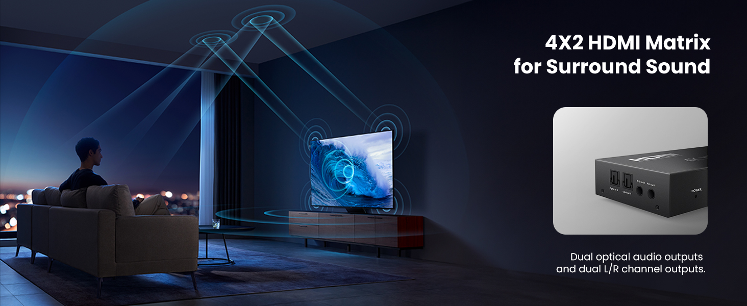 hdmi 4x2 matrix switch 4k