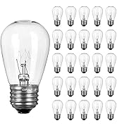 Pack of 26pcs S14 Light Bulbs for String Lights -11 Watt E26 Medium Candelabra Screw Base S14 War...