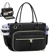 FIORETTO Teacher Tote Bag for Women with Laptop Compartment, Large Cup Holder, Zip Closure, Ideal...