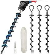 hannger Ground Anchors Screw in 4 Pack 15", Trampoline Stakes Heavy Duty High Wind, Shed Anchor K...