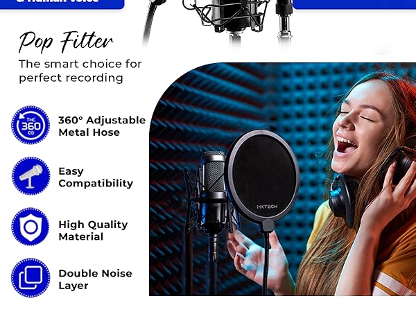 pop filter for mic blue yeti microphone hyperx quadcast shure sm7b podmic elgato wave metal filters 