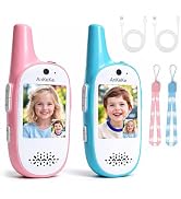 Video walkie talkies for Kids, 2 Pack 1000ft Long Range Toddler Walkie-Talkies, 750mAh Rechargeab...