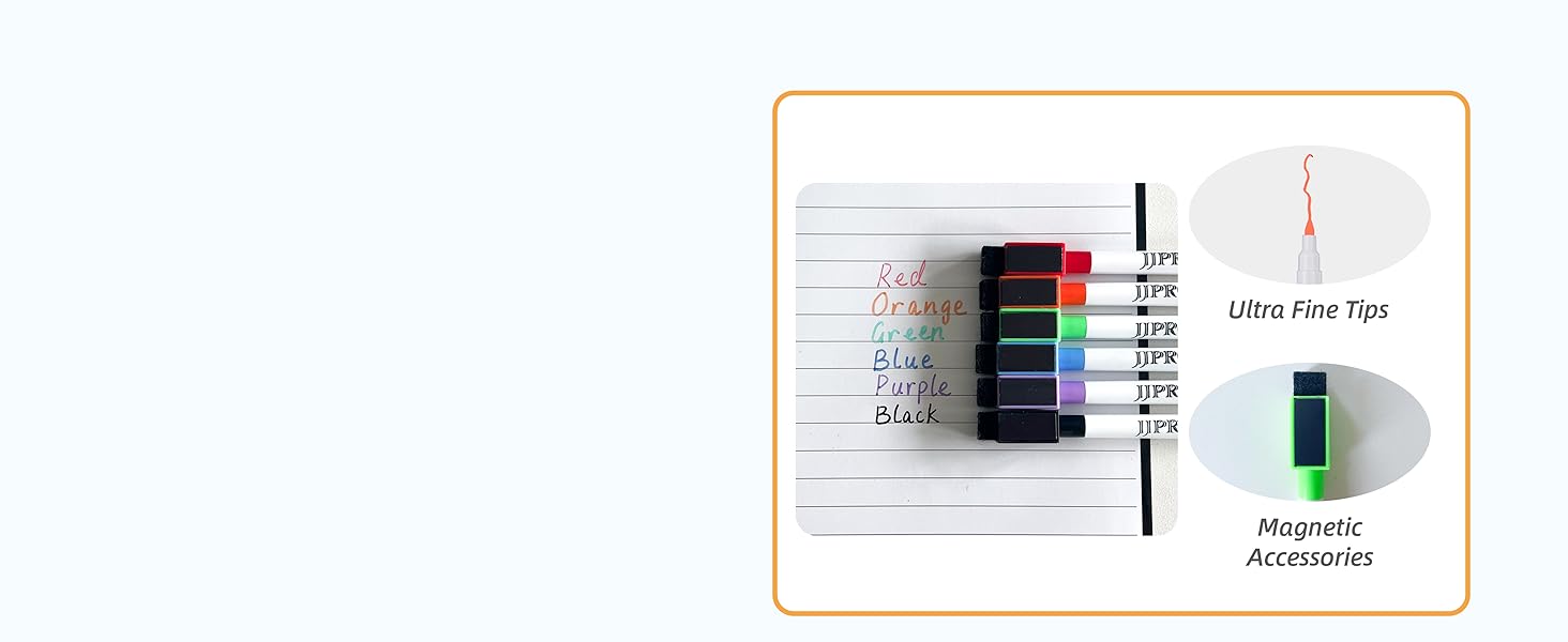 High quality markers in different colors help customizing chores and personalizing by color coding.