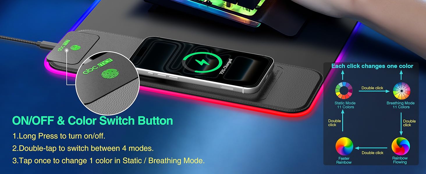 rgb gaming mouse pad with wireless charging