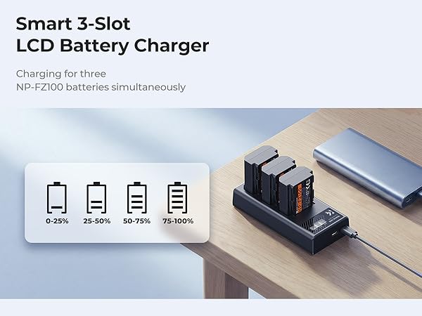 3-slot charger np-fz100 battery