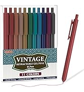 Shuttle Art Colored Retractable Gel Pens, 11 Unique Dark Vintage Ink Colors, Cute Pens 0.7mm Medi...