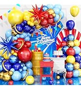 Red Blue Yellow Balloon Arch Kit, 120 Pcs Carnival Circus Balloon Garland Kit, Red Metallic Blue ...