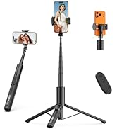 ULANZI Phone Tripod, SK27 61" Extendable Selfie Stick for iPhone, 2 in 1 Adjustable Tripod with B...