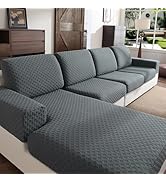 OHSIO Couch Cover, Stretch Sofa Cover, Soft Seat Cushion Covers Washable, Sectional L Shape Sofa ...