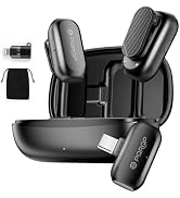 PQRQP Wireless Lavalier Microphone for iPhone/iPad/Android, 164ft Transmission, Mini Microphone w...