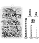 TIECHI 125Pcs Sheet Metal Screws Assortment Kit #8 Self Tapping Screws, Hard Truss Head Screws fo...