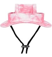 Dogs and Cats Sunshade Anti-Strangulation Hat Anti-Peeling Ears Adjustable Rope Buckle Bucket Hat...